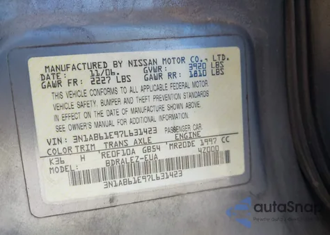2007 Nissan Sentra 2.0S z USA, uszkodzony, nr VIN 3N1AB61E97L631423